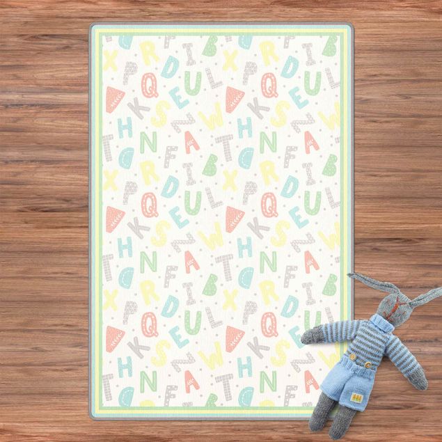 large floor mat Alphabet In Pastel Colours With Frame