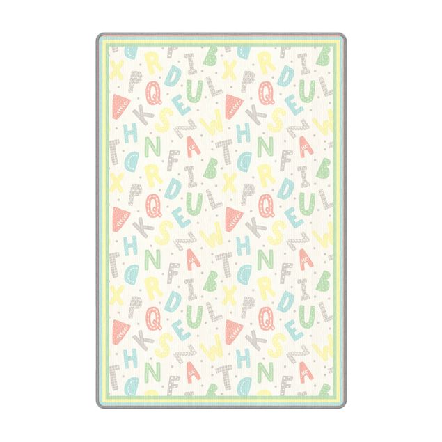 Rug - Alphabet In Pastel Colours With Frame