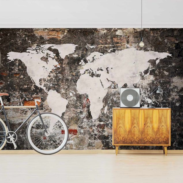 Wallpaper - Old Wall World Map