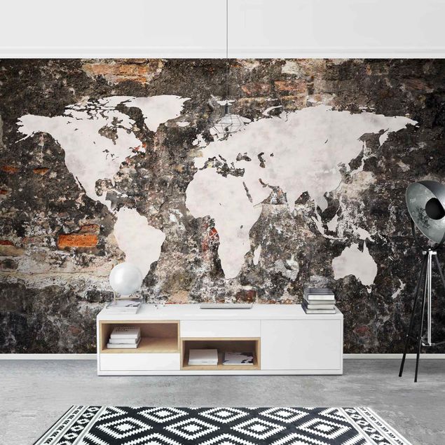 Wallpaper - Old Wall World Map