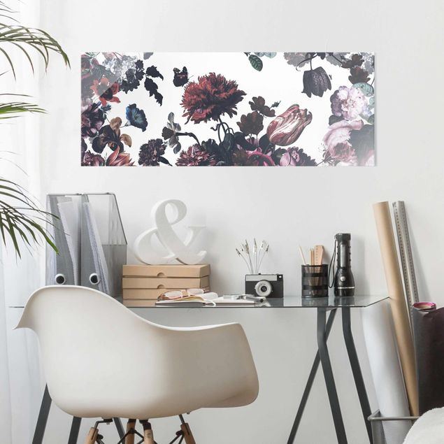 Glass print - Old Masters Flower Rush With Roses Bouquet