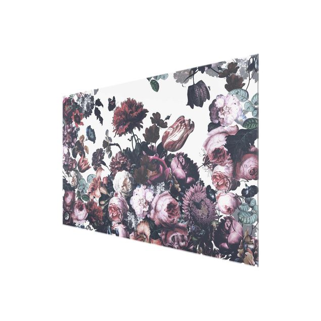 Glass print - Old Masters Flower Rush With Roses Bouquet