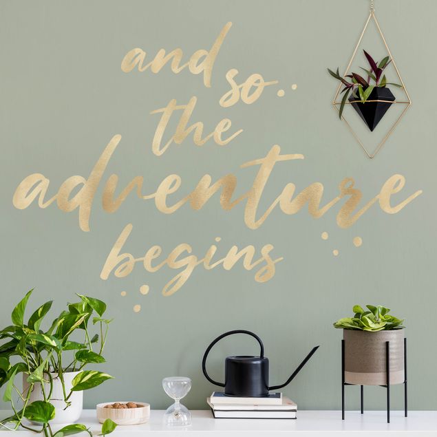 Wall decal And so the adventure begins Gold