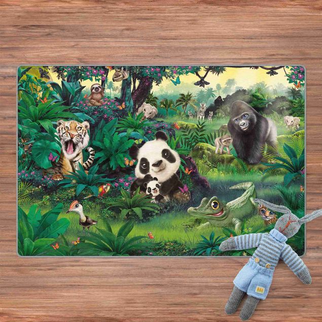 large multi coloured rugs Animal Club International - Jungle With Animals