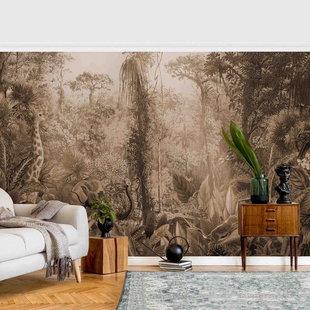 Wallpaper - Antique Jungle Sepia