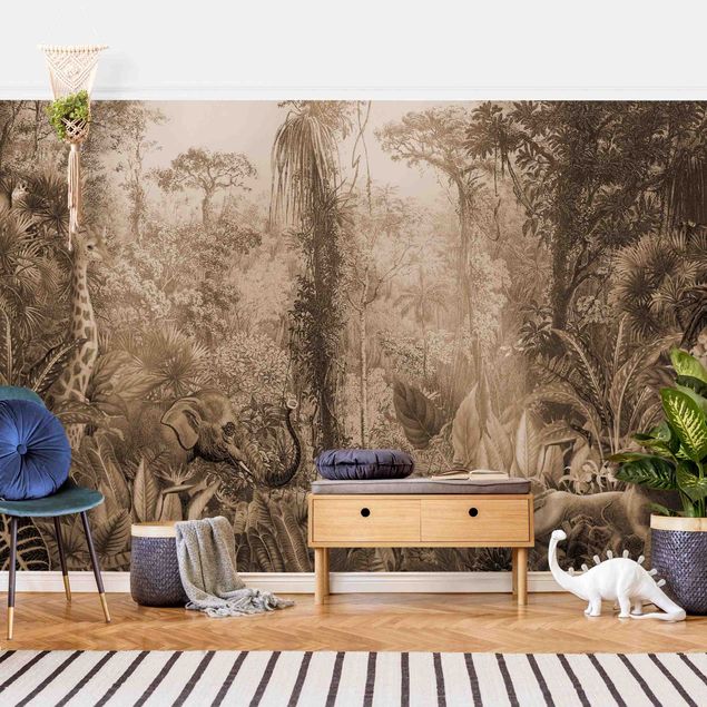 Wallpaper - Antique Jungle Sepia