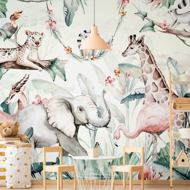 Wallpaper - Watercolour Africa Animals