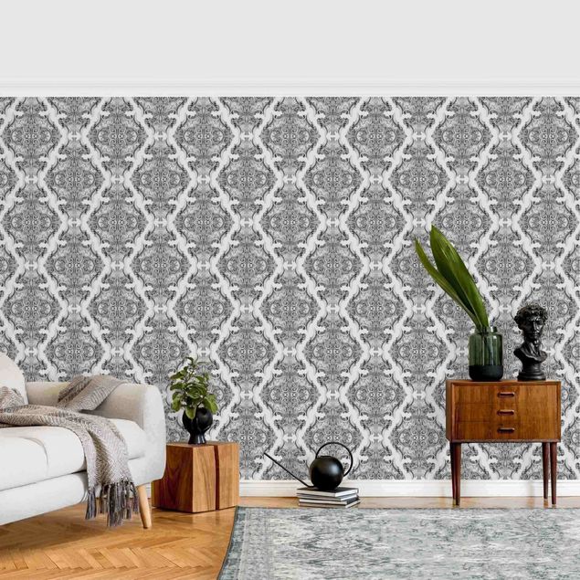 Wallpaper - Watercolour Baroque Pattern In Gray