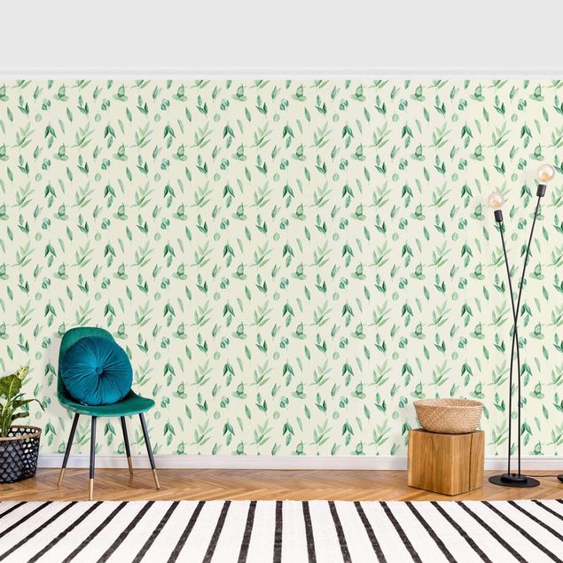 Wallpaper - Watercolour Eucalyptus Branches Pattern
