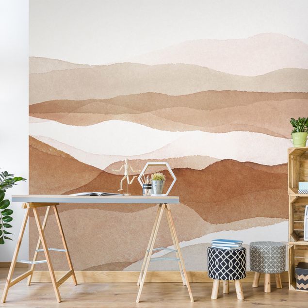 Wallpaper - Landscape In Watercolour Sandy Hills