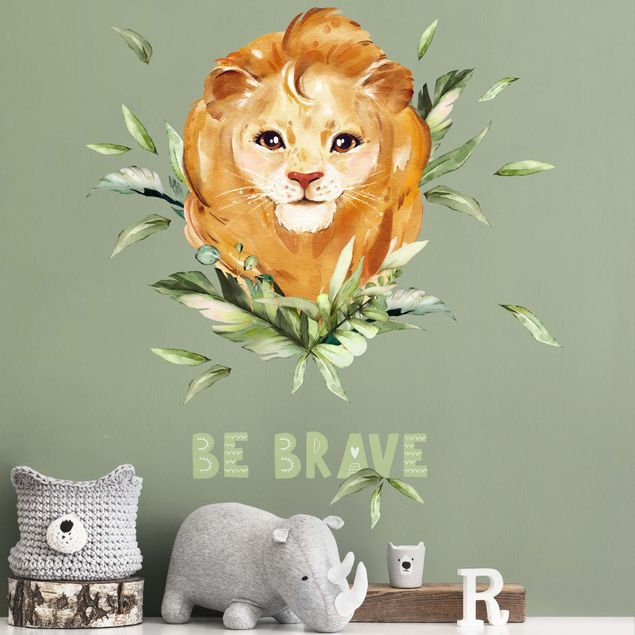 Inspirational quotes wall stickers Watercolor Lion - Be Brave