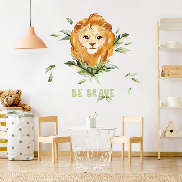 Animal wall decals Watercolor Lion - Be Brave