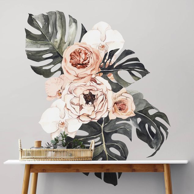 Plant wall decals Watercolor Monstera Bouquet XXL