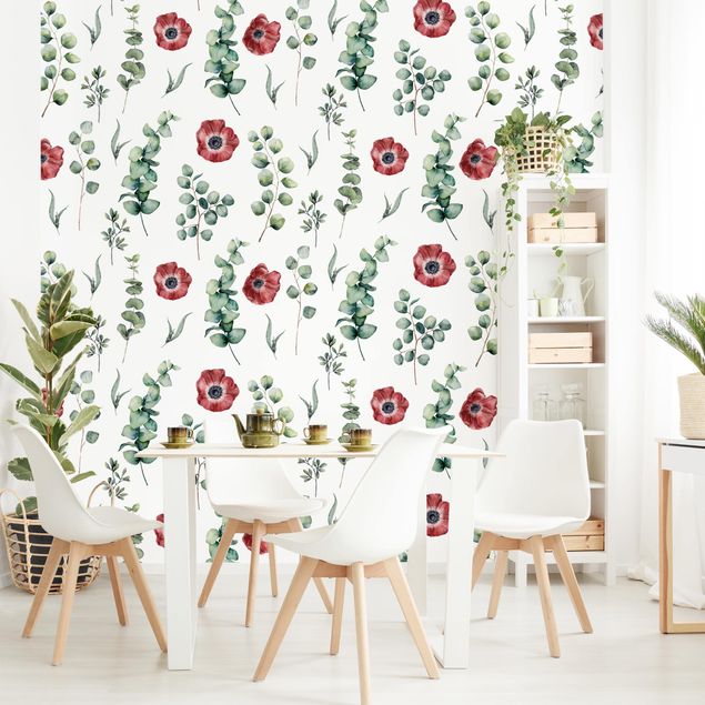 Wallpapers Watercolor Pattern Eucalyptus And Flowers