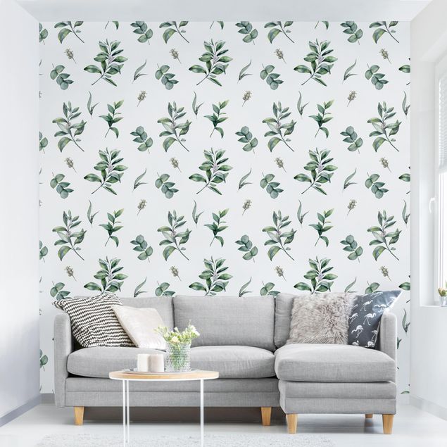 Wallpapers Watercolor Pattern Branches And Leaves