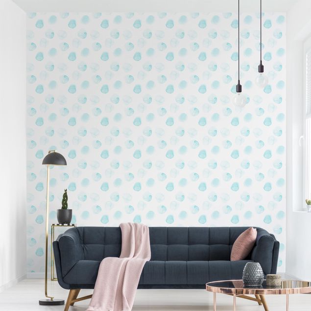Wallpaper - Watercolour Dots Turquoise