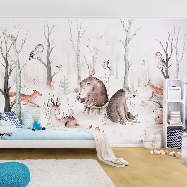 Wallpaper - Watercolour Forest Animal Friends