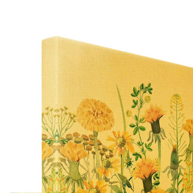Print on canvas - Watercolour Flower Meadow In Yellow - Landscape format 3x2
