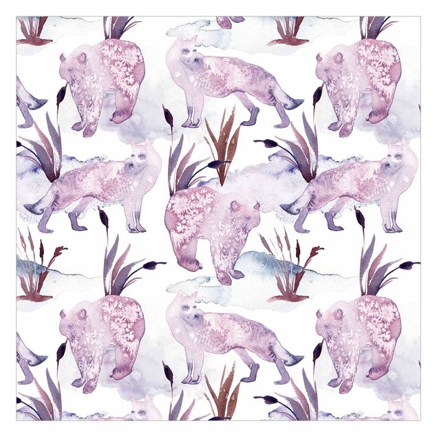 Wallpaper - Watercolour Foxes With Bear