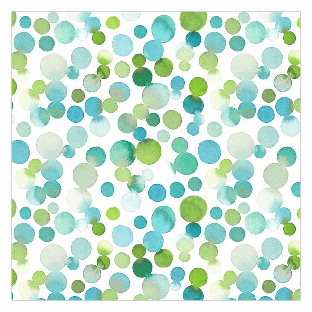 Walpaper - Watercolour Dots Confetti In Bluish Green