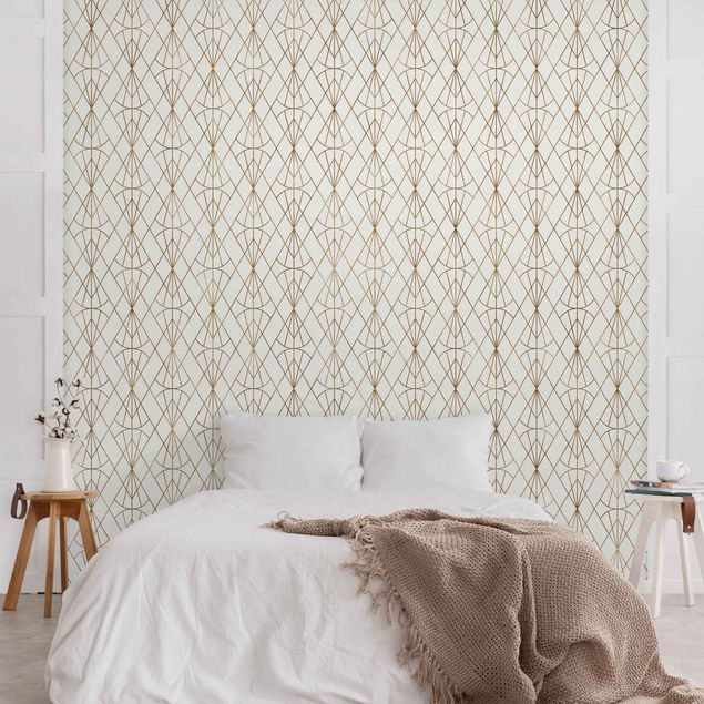 Wallpaper - Art Deco Diamond Pattern In Gold XXL