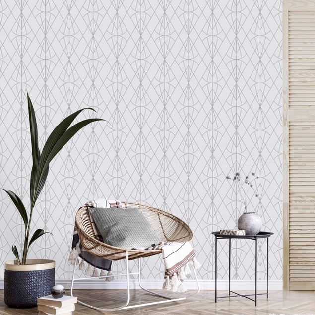 Wallpaper - Art Deco Diamond Pattern In Gray XXL