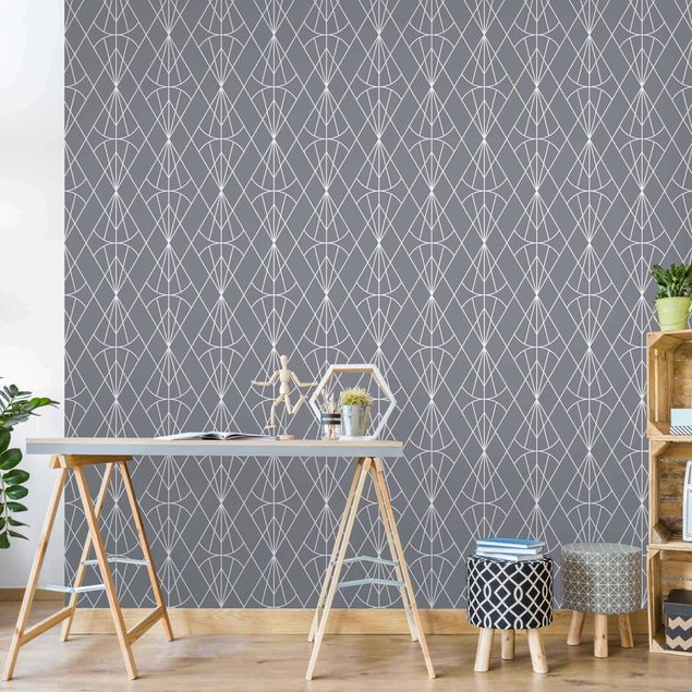 Wallpaper - Art Deco Diamond Pattern In Front Of Gray XXL