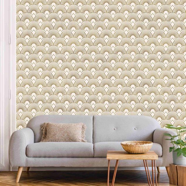 Wallpaper - Art Deco Bright Arches Line Pattern XXL