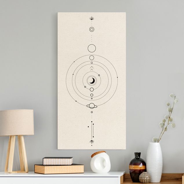 Natural canvas print - Astrology Orbit Planets Black - Portrait format 1:2