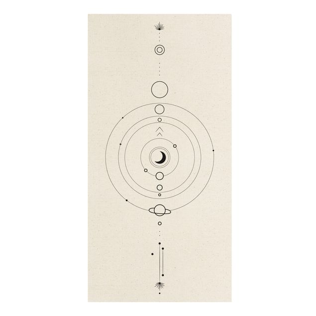 Natural canvas print - Astrology Orbit Planets Black - Portrait format 1:2