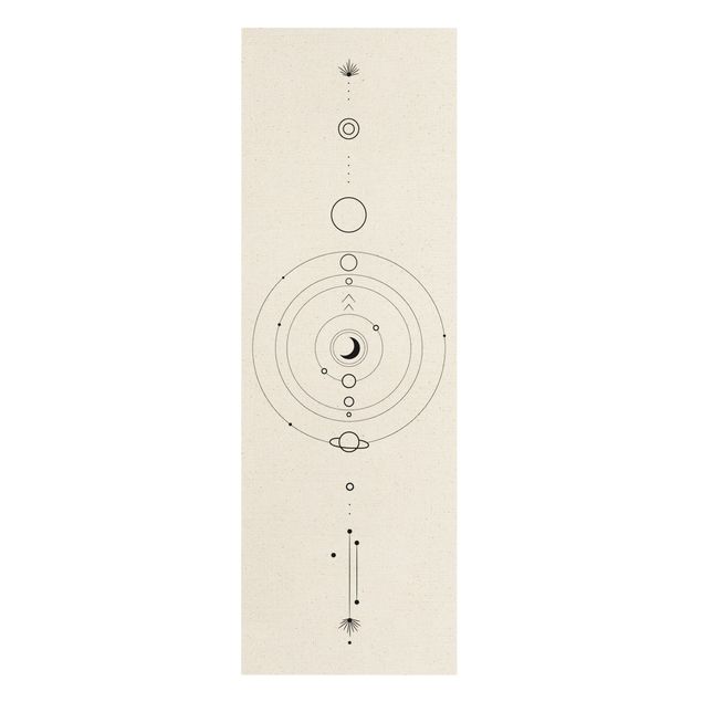 Natural canvas print - Astrology Orbit Planets Black - Portrait format 1:3