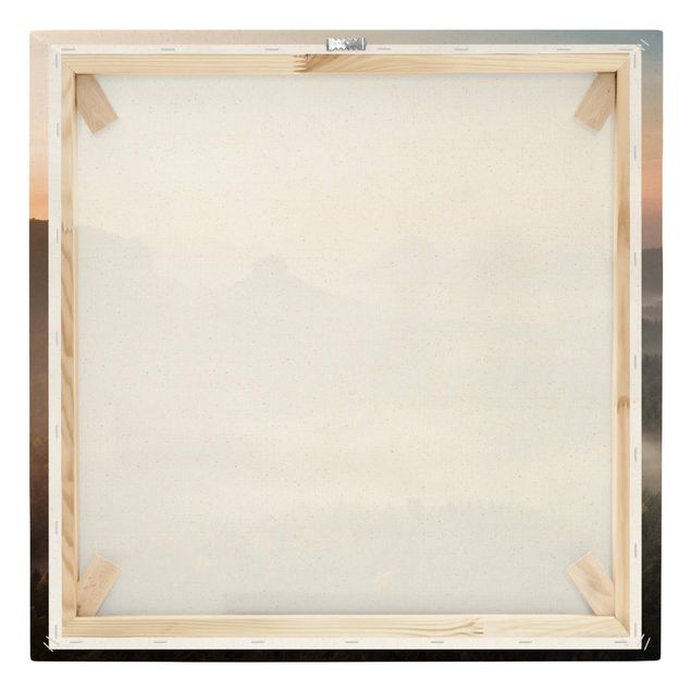 Natural canvas print - Atmospheric Foggy Landscape - Square 1:1