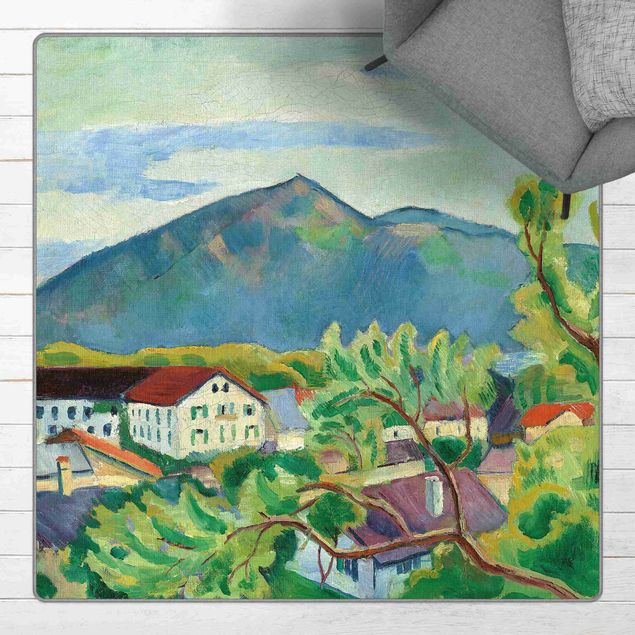 green rugs for living room August Macke - Landscape At Tegernsee In Spring