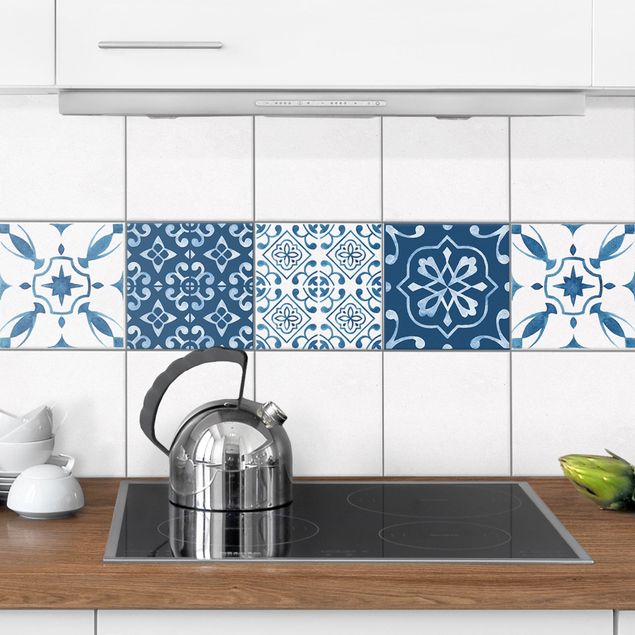 Tile sticker - Watercolour Pattern Blue White No.1
