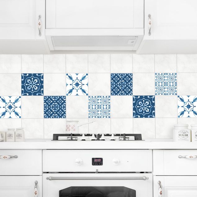 Tile sticker - Watercolour Pattern Blue White No.1