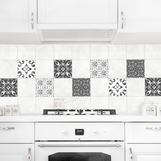 Tile sticker - Watercolour Pattern Gray White No.1