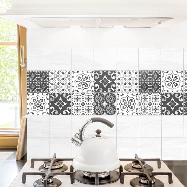 Tile sticker - Watercolour Pattern Gray White No.2