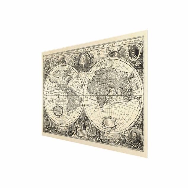 Glass print - Vintage World Map Antique Illustration