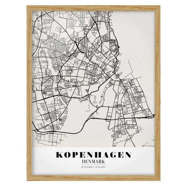 Framed poster - Copenhagen City Map - Classic