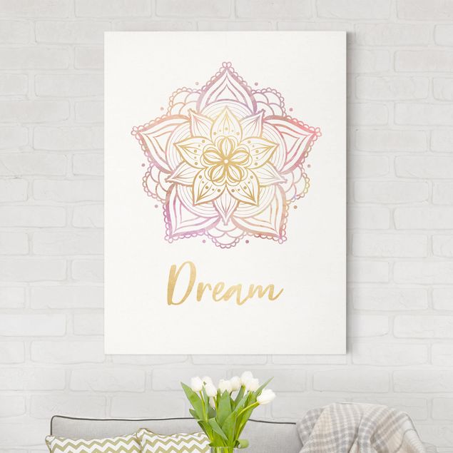 Print on canvas - Mandala Illustration Dream Gold Rose