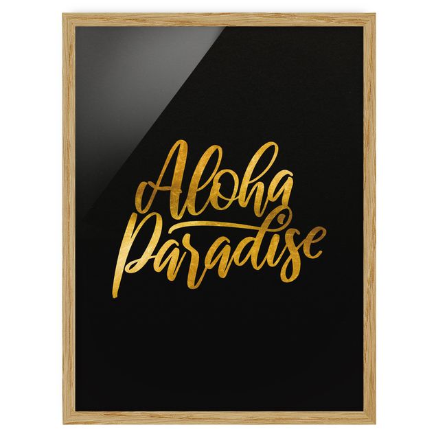 Framed poster - Gold - Aloha Paradise On Black