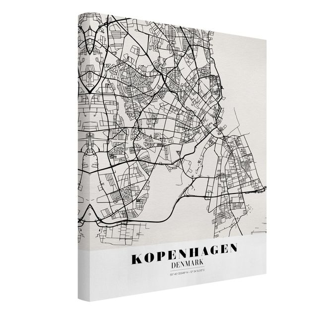 Print on canvas - Copenhagen City Map - Classic