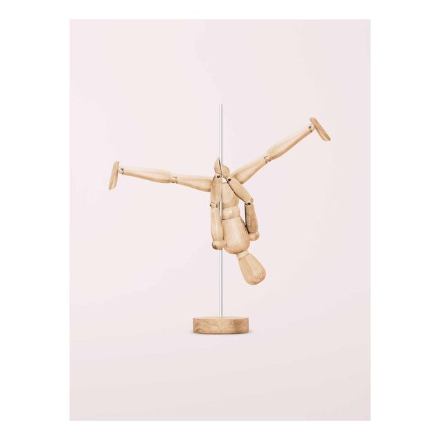 Glass print - Pole Dance With Wooden Figure