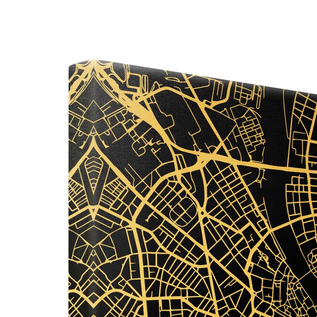 Canvas print gold - Basel City Map - Classic Black