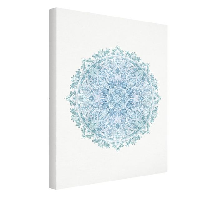 Print on canvas - Mandala WaterColours Ornament Hand Painted Turquoise