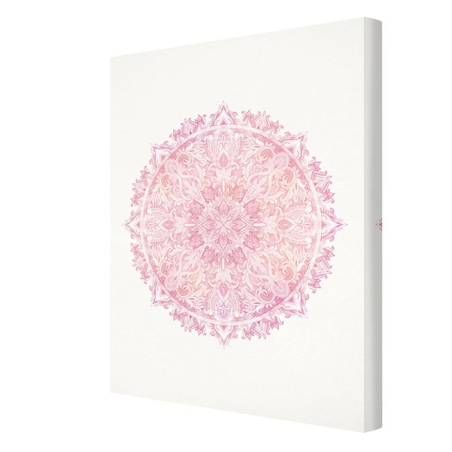 Print on canvas - Mandala WaterColours Rose Ornament Light Pink