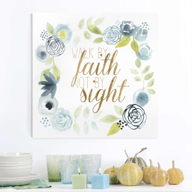 Magnettafel Glas Garland With Saying - Faith