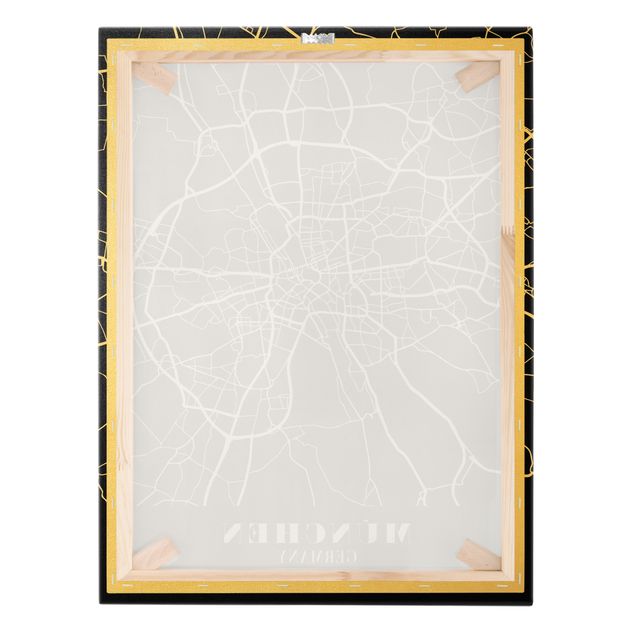 Canvas print gold - Munich City Map - Classic Black