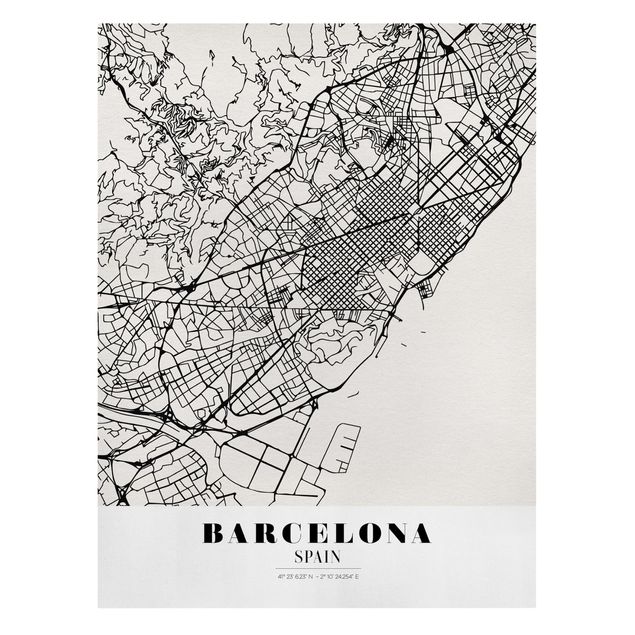 Print on canvas - Barcelona City Map - Classic