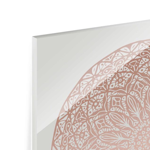 Glass print - Mandala Ornament In Copper Gold